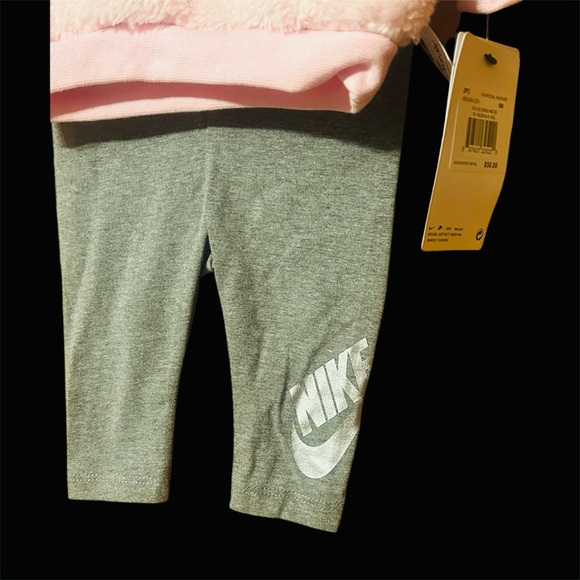 Nike Soft Pink Fleece Set with Gray Leggings - Picture 3 of 6